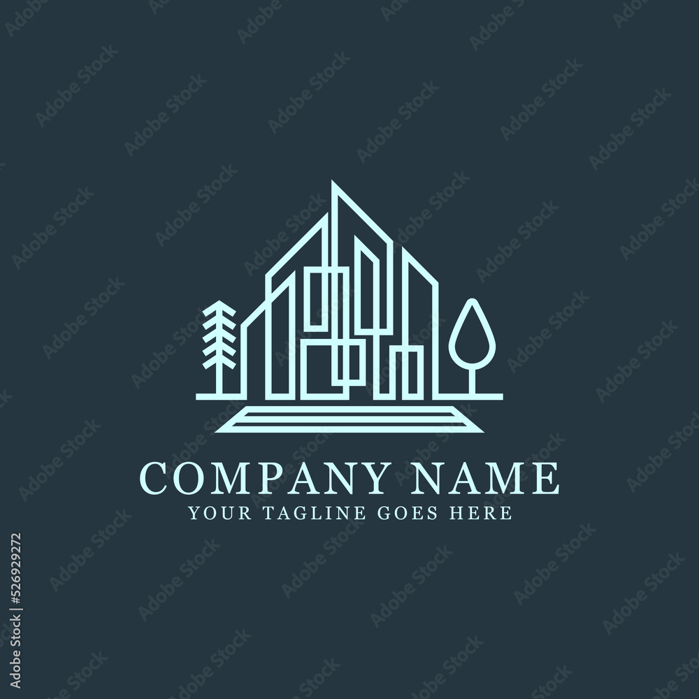 modern real estate logo design vector with monogram geometric shape, best for building, construction premium logo design