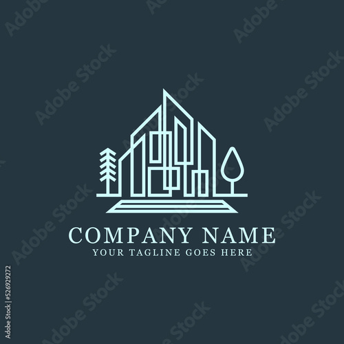 modern real estate logo design vector with monogram geometric shape  best for building  construction premium logo design