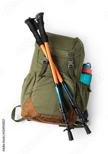 Obraz na płótnie backpack and trekking poles