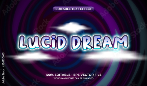 Lucid Dream text effect. Editable hallucination text effect with an abstract hypnosis background