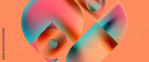 Geometric abstract panorama wallpaper background. Round shapes and circles, metallic color geometric shapes composition