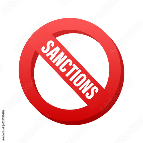 Sanctions prohibitive red sign on white background. Vector illustration