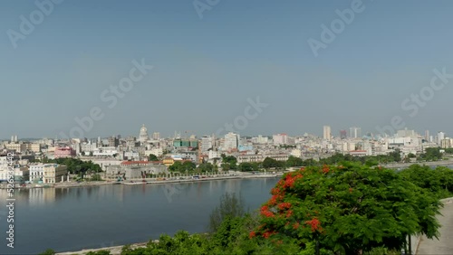 panning shot of old havana city and the harbor from the christ of havana statue in havana, cuba photo