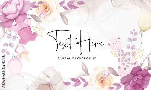 cute background with baby stuff and beautiful floral
