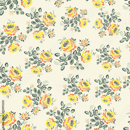 yellow rose seamless pattern © Ama