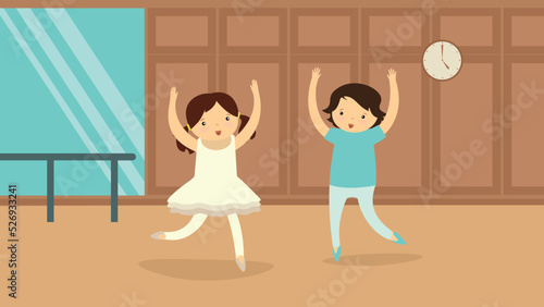 Boy and girl doing dance lessons