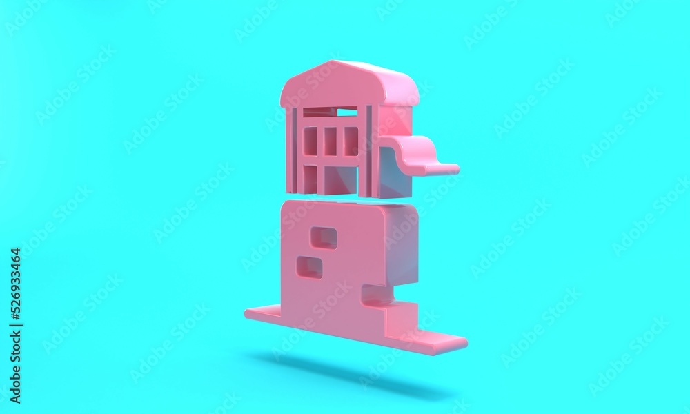 Pink Well icon isolated on turquoise blue background. Minimalism concept. 3D render illustration