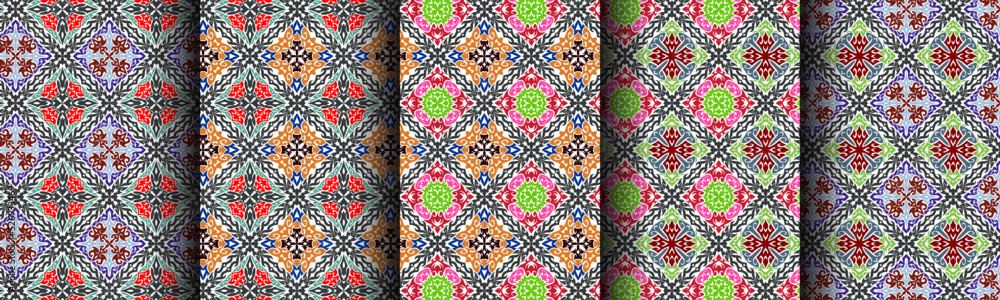 ethnic seamless pattern set bundle abstract