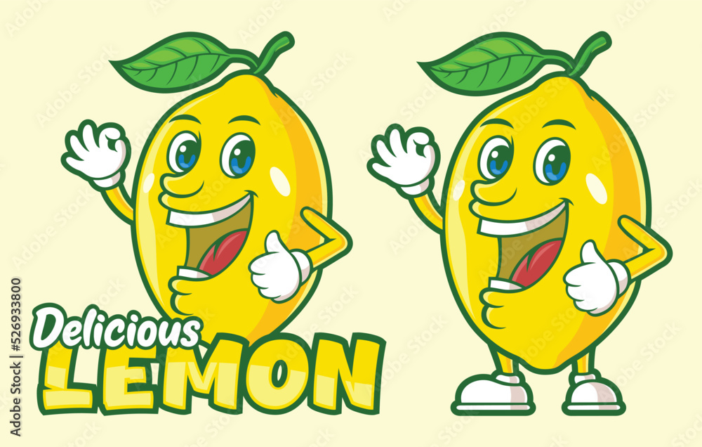 Obraz premium Delicious lemon fruit cartoon character