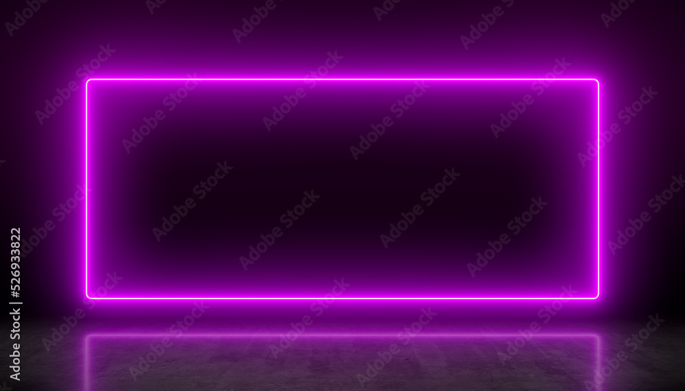 Illustation of glowing neon rectangle in magenta Illustation of glowing neon rectangle in magenta