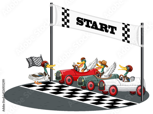 Soapbox derby with ducks racing car