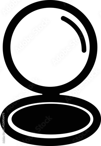 makeup powder icon on white background. mirror with powder sign. flat style.
