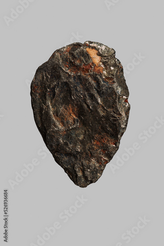 Close up pyrite stone on gray background
 photo