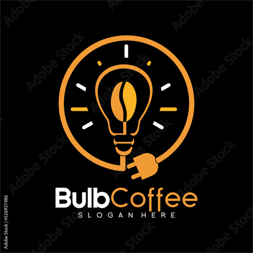 Vector logo design coffee beans with a light bulb concept. This logo can be used for cafe, restaurant, coffee shop businesses