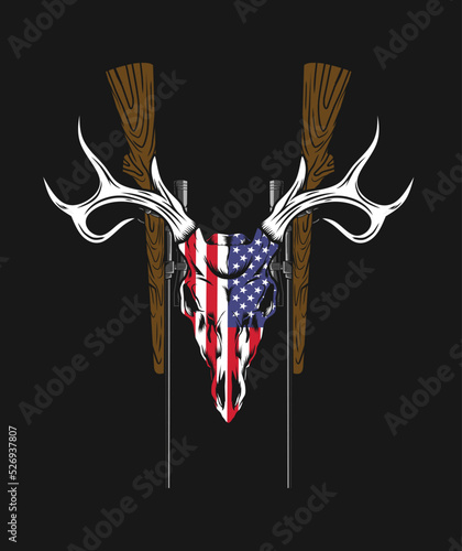 deer skull and sniper illustration