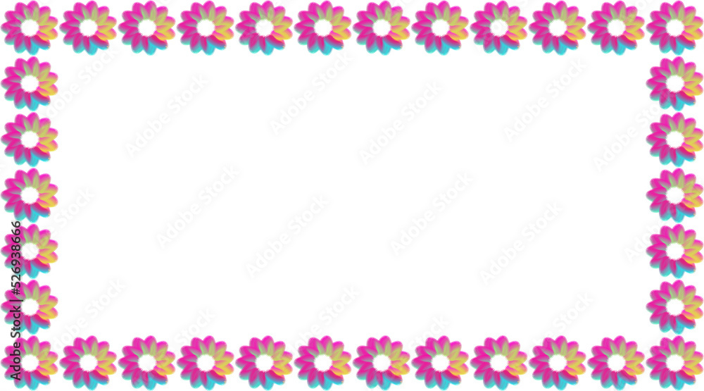 Frame of colorful flowers. Illustration isolated on white background. Frame of colorful flowers. Illustration isolated on white background.