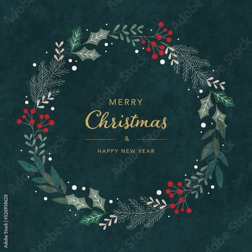 クリスマスリースのベクターイラストフレーム背景