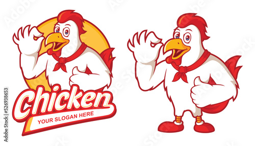Delicious chicken cartoon, Logo template for restaurant