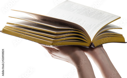 Canvas Print Woman holding an old book or bible