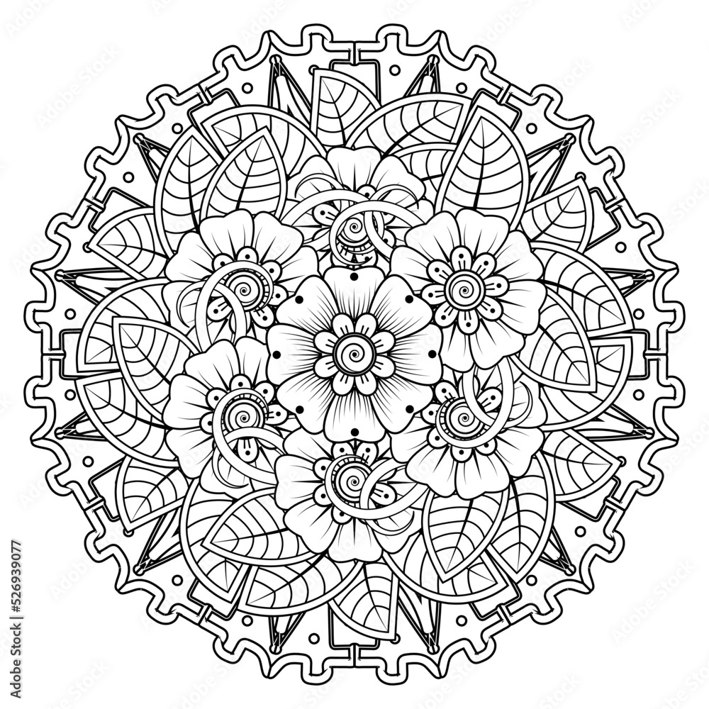 Floral Background with mehndi flower. Decorative ornament in ethnic oriental style. Coloring book. Floral Background with mehndi flower. Decorative ornament in ethnic oriental style. Coloring book.
