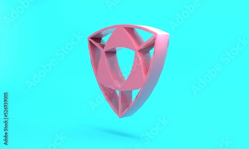 Pink Diamond icon isolated on turquoise blue background. Jewelry symbol. Gem stone. Minimalism concept. 3D render illustration