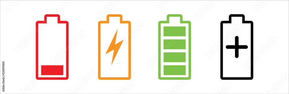 Battery charging icon. Battery charge indicator icons, vector graphics. sign. vector illustration Battery charging icon. Battery charge indicator icons, vector graphics. sign. vector illustration