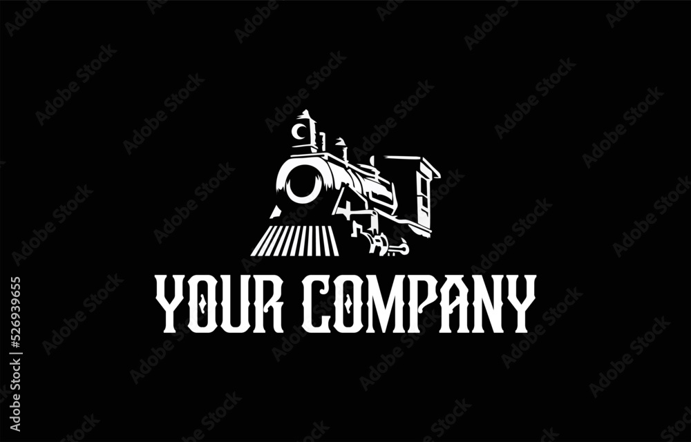Naklejka premium Locomotive Train Logo Illustration Vintage Style