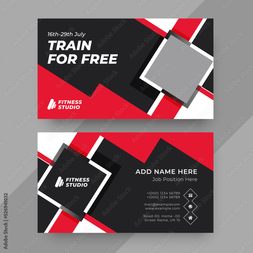 FItness business card design template, Visiting card design