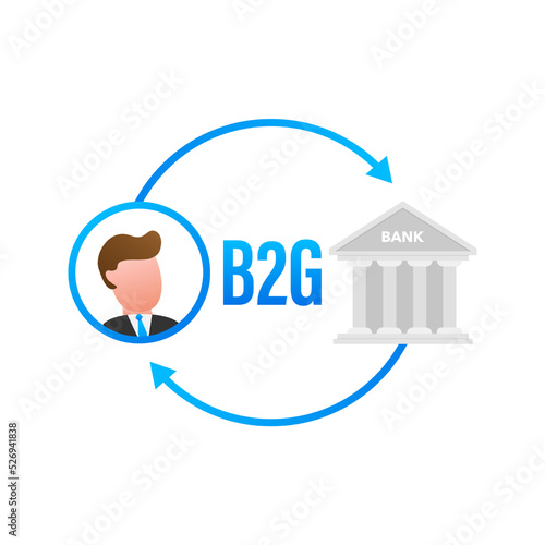 B2G or Business to Government Marketing. Vector Illustration. Icon for marketing design photo