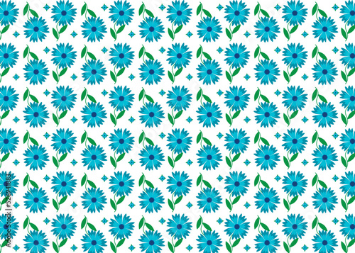 Traditional blue floral seamless pattern. Textile design. White background.