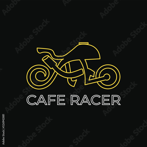 Motor bike logo cafe racer modern creative logo design
line art vector