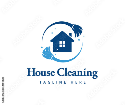 House cleaning logo design. Home clean service logo template