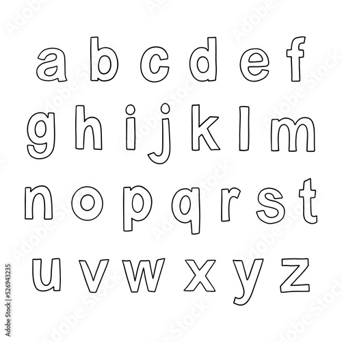 alphabets hand drawn lowercase letter
