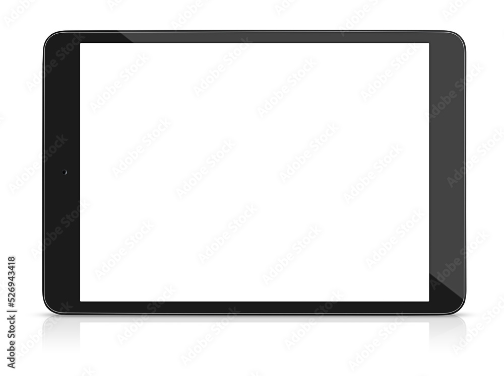 black digital tablet with white copy space on white isolated background black digital tablet with white copy space on white isolated background