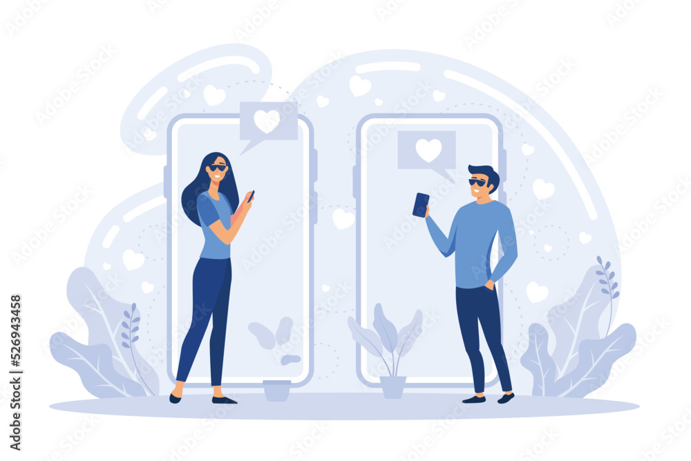 Hangouts Friends meeting, romantic blind date, leisure time, soul mate, romantic relationship, love story, Valentine day, restaurant flat vector modern illustration Hangouts Friends meeting, romantic blind date, leisure time, soul mate, romantic relationship, love story, Valentine day, restaurant flat vector modern illustration