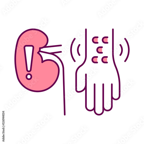 kidney problem, Symptoms, itching, color editable icons for web design