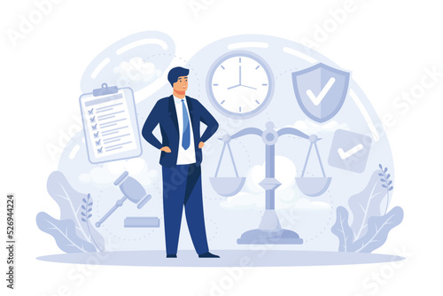 Personal quality concept. Confidence, accountability and discipline, mental strength, psychological flexibility, decision making, leadership role, personal development flat vector illustration