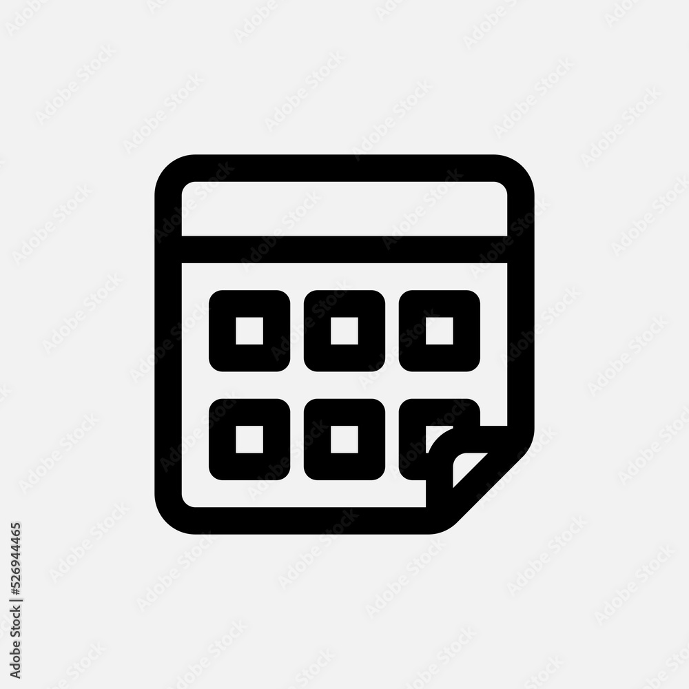 Calendar icon in line style about user interface, use for website mobile app presentation Calendar icon in line style about user interface, use for website mobile app presentation
