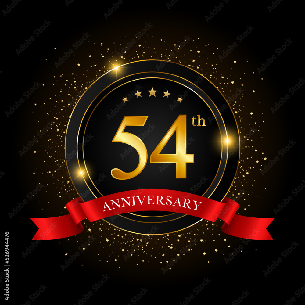 54th Anniversary. Golden anniversary celebration template design