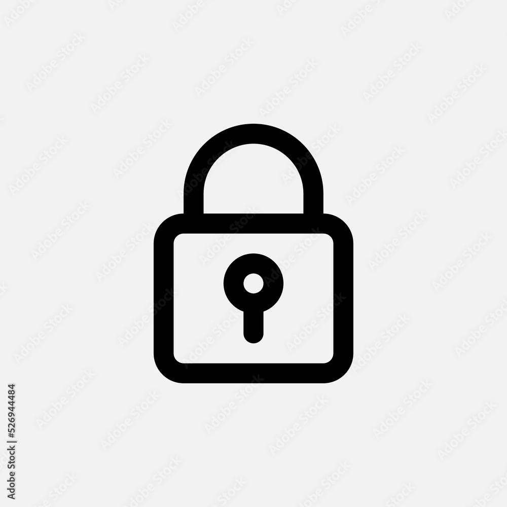 Padlock icon in line style about user interface, use for website mobile app presentation Padlock icon in line style about user interface, use for website mobile app presentation