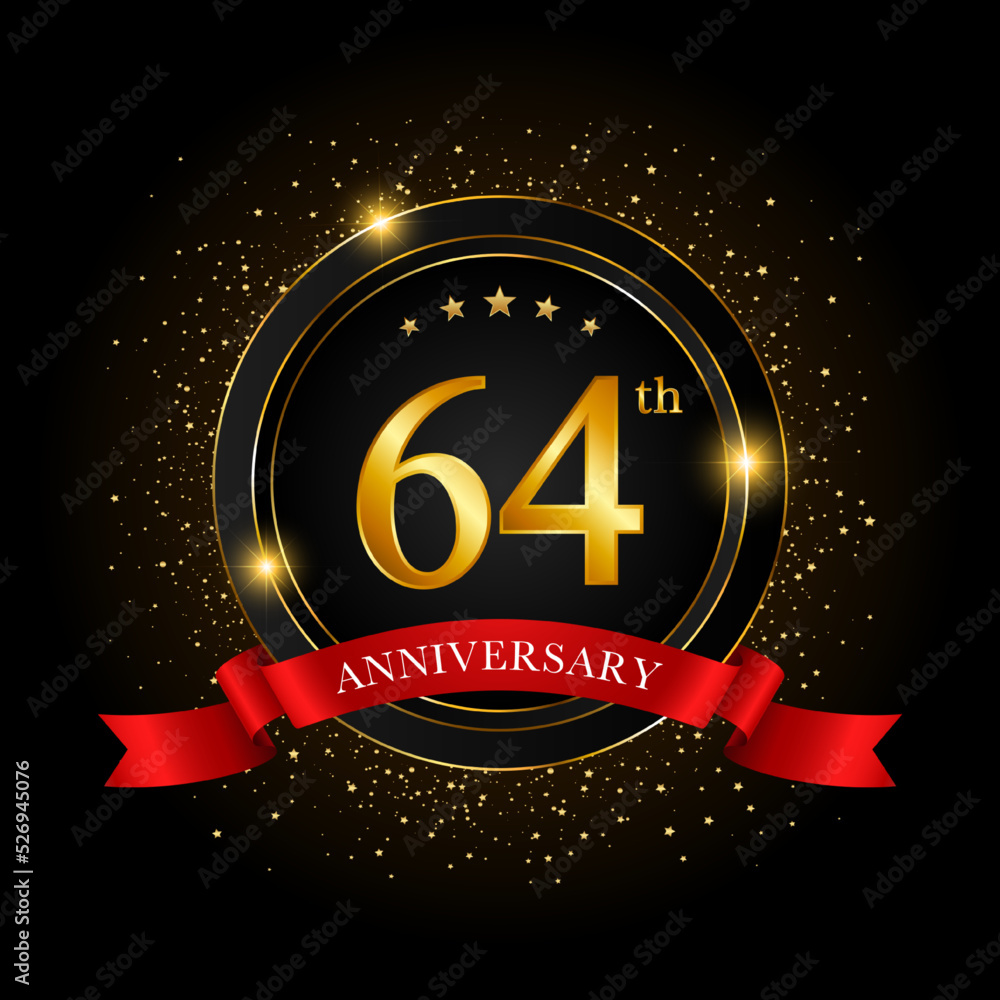 64th Anniversary. Golden anniversary celebration template design