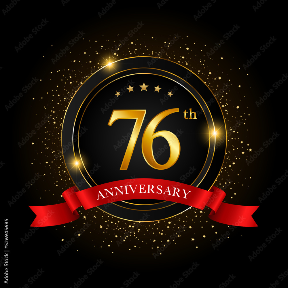 76th Anniversary. Golden anniversary celebration template design