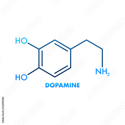 Abstract icon with dopamine formula. Dopamine formula