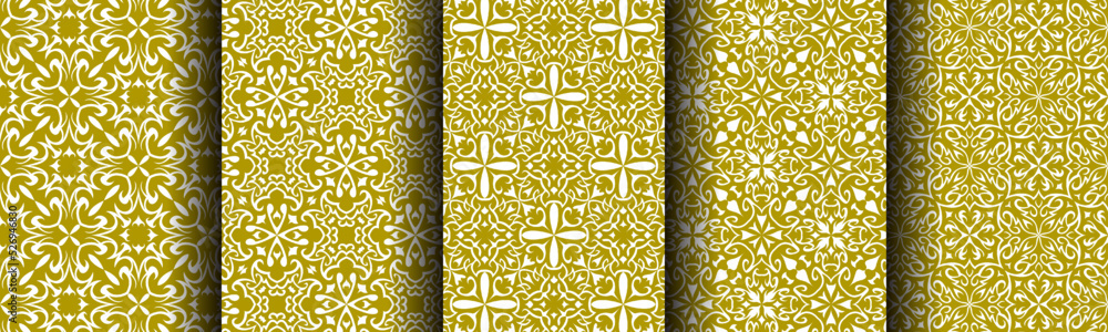 ethnic gold abstract seamless pattern set bundle