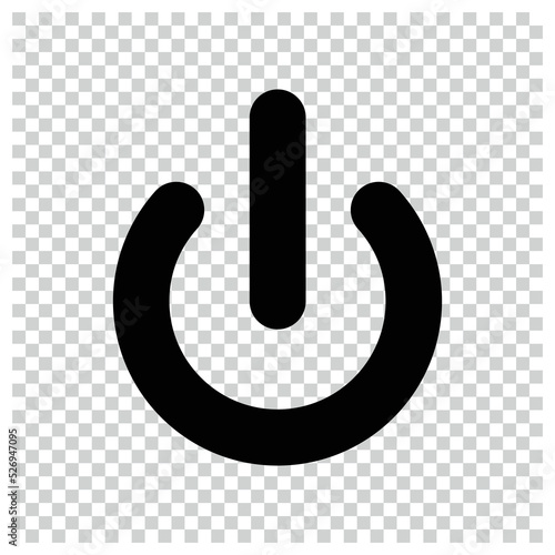 button on white background. Power switch button with turn on off icons and shut down symbols in round buttons. On and off push button on transparent background