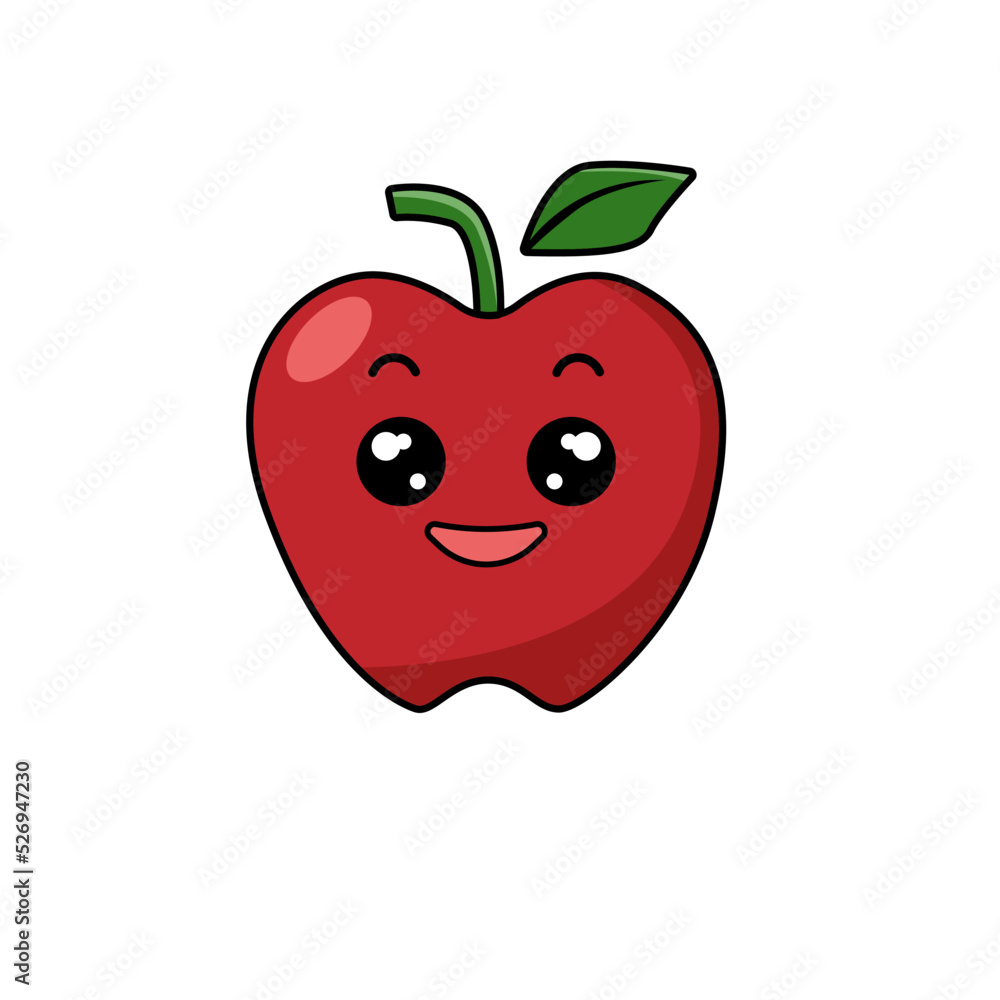 Vector collection of cute happy Apple. Funny fruit characters isolated on white background, Cute and funny fruit set vector illustration. fall in love emoji, emoticons. vector Vector collection of cute happy Apple. Funny fruit characters isolated on white background, Cute and funny fruit set vector illustration. fall in love emoji, emoticons. vector
