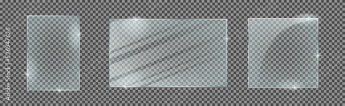 Set of glass plates isolated on a transparent background