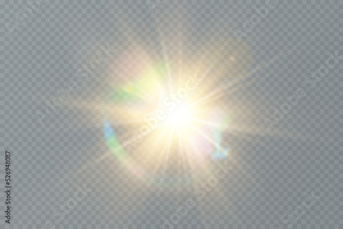 Vector transparent sun light with special glare light effect. Sun glare.