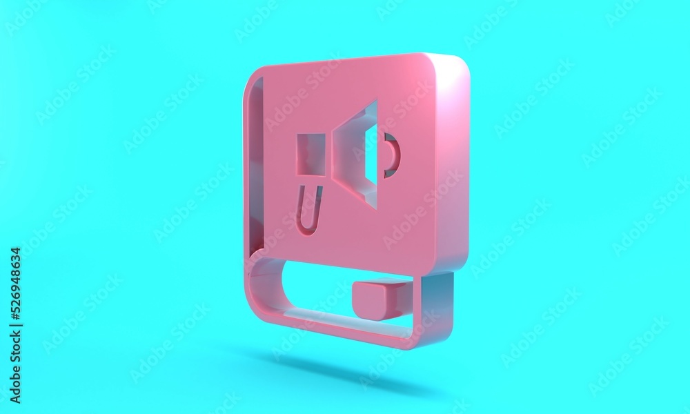 Pink Book icon isolated on turquoise blue background. Minimalism concept. 3D render illustration Pink Book icon isolated on turquoise blue background. Minimalism concept. 3D render illustration