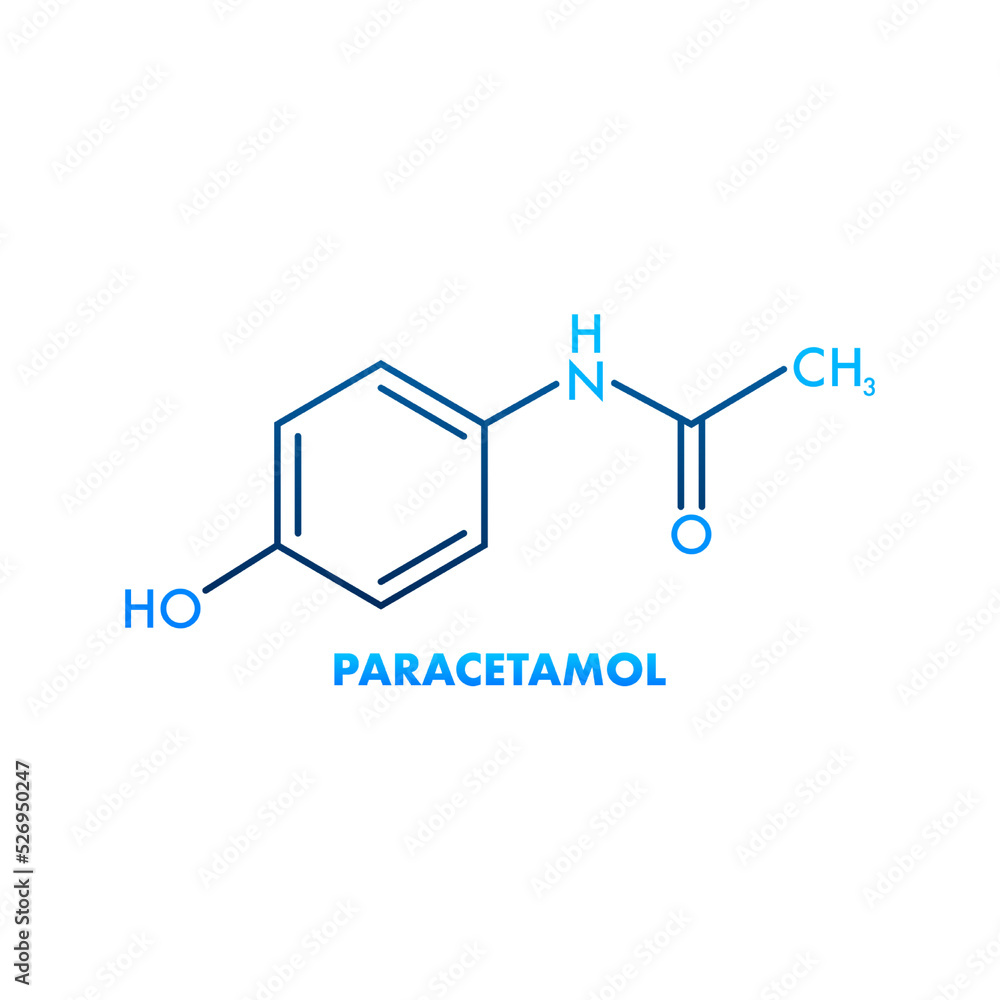 Paracetamol formula for medical design. Paracetamol chemical formula on